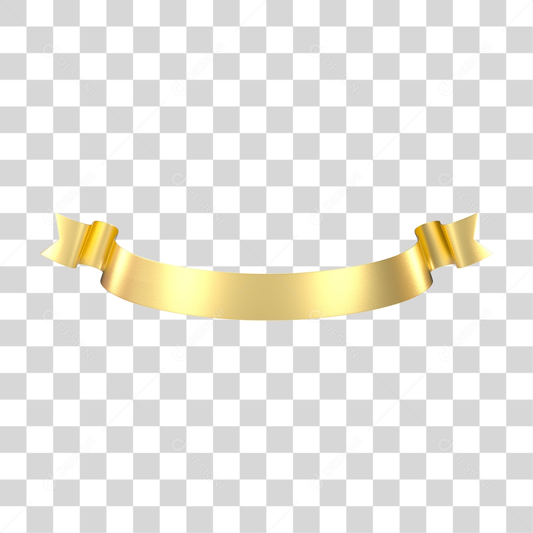 Elemento 3D Banner Fita Dourada PNG Transparente