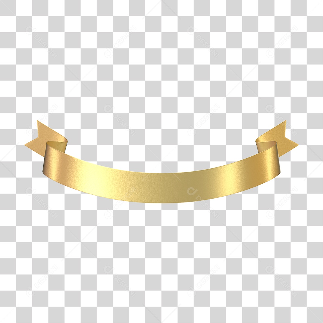 Elemento 3D Banner Fita Dourada PNG Transparente
