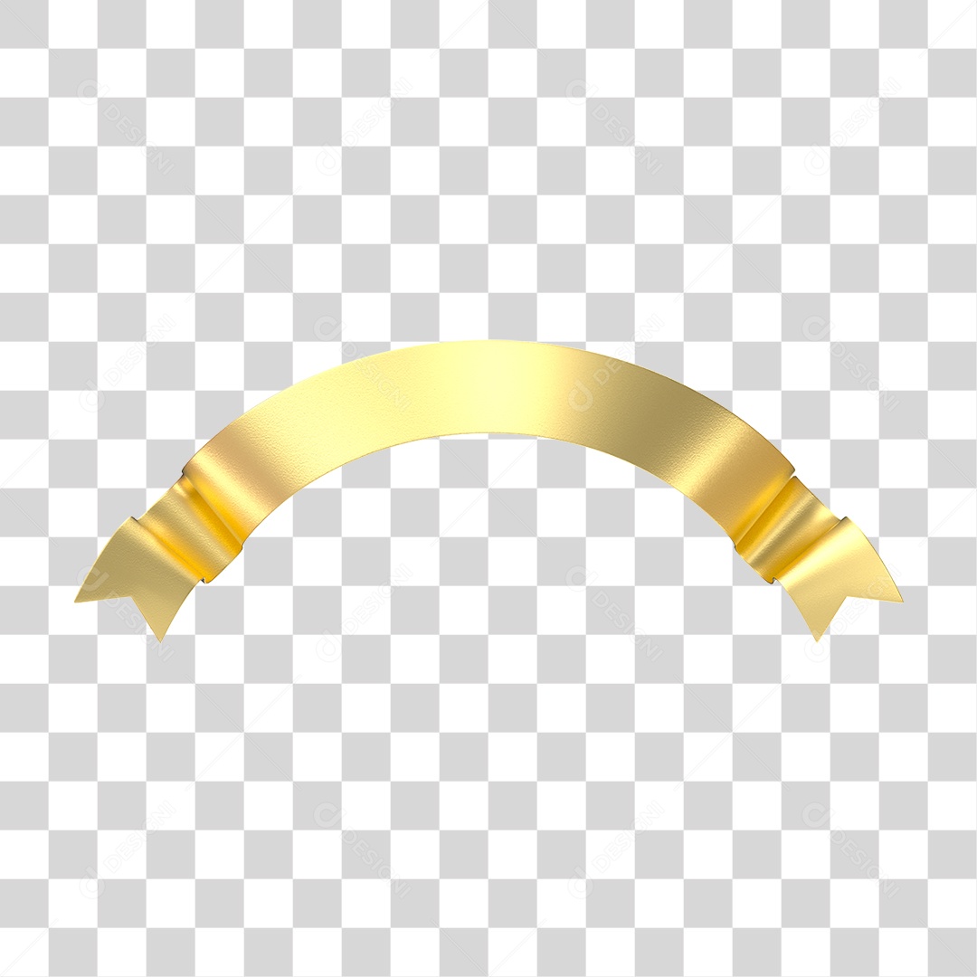 Elemento 3D Banner Fita Dourada PNG Transparente