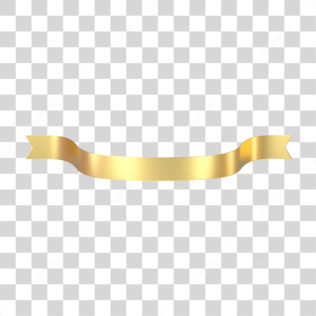 Elemento 3D Banner Fita Dourada PNG Transparente