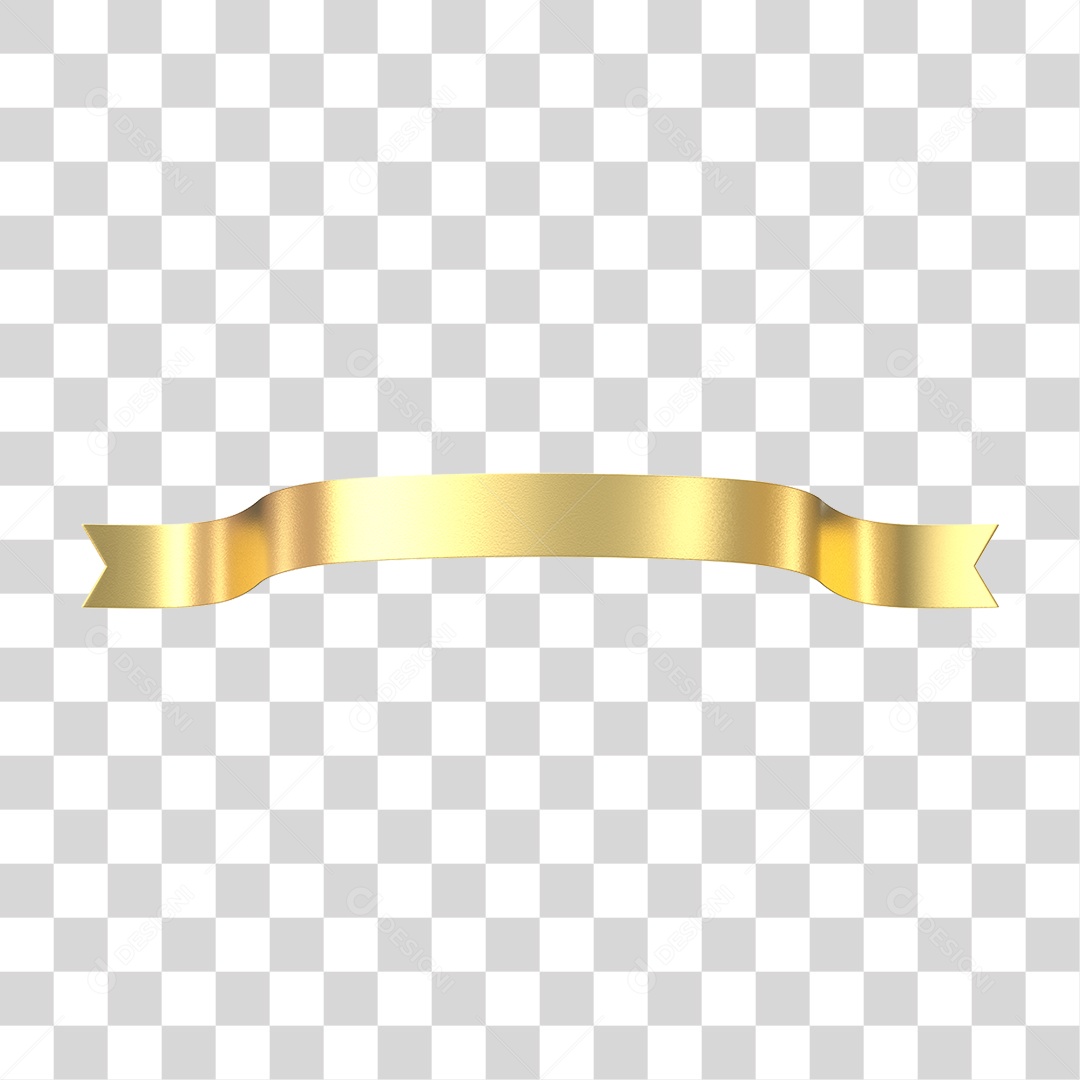 Elemento 3D Banner Fita Dourada PNG Transparente