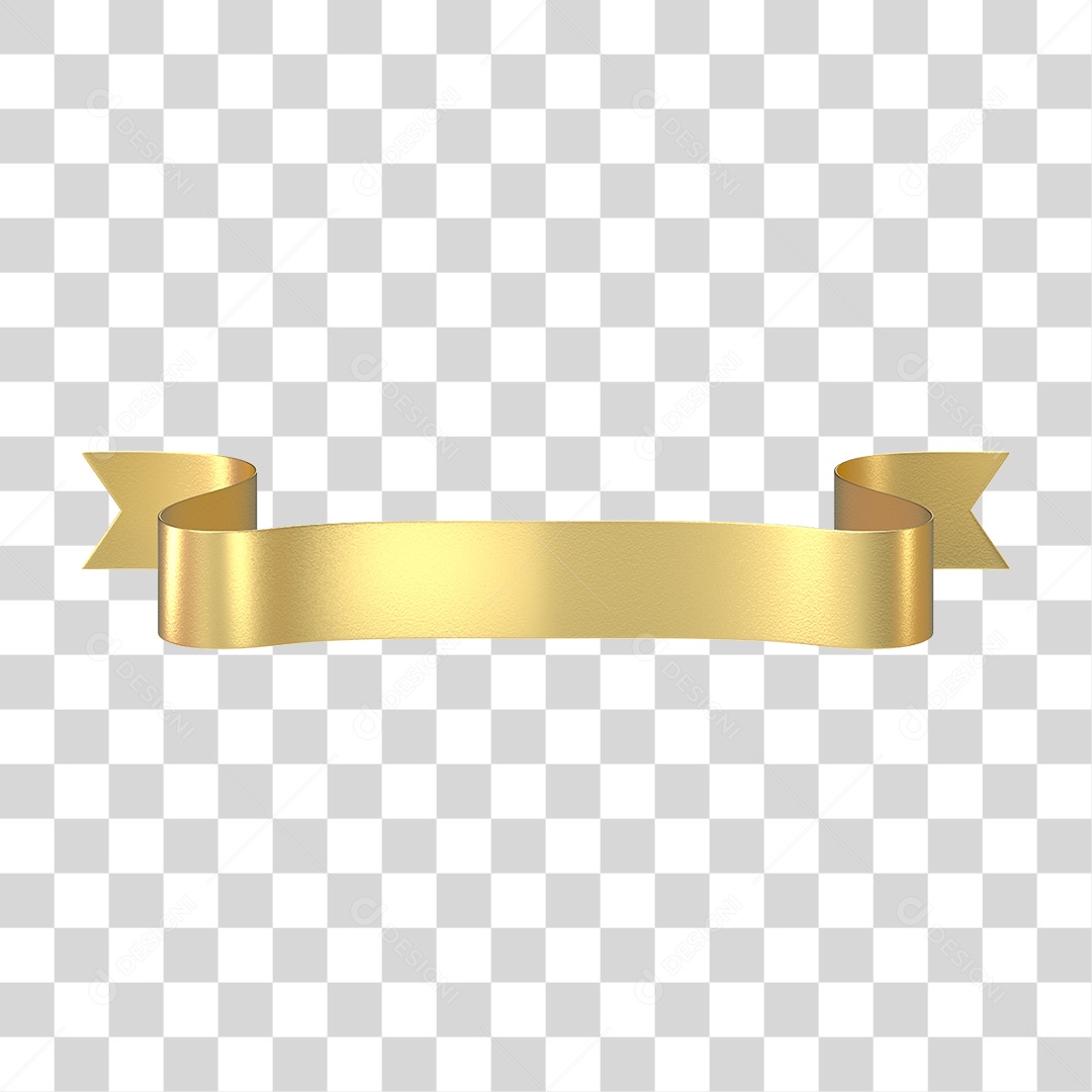 Elemento 3D Banner Fita Dourada PNG Transparente