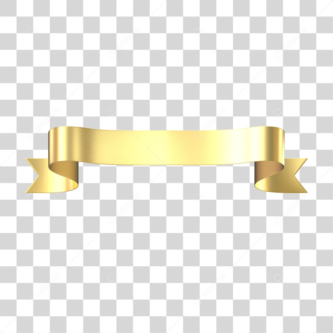 Elemento 3D Banner Fita Dourada PNG Transparente