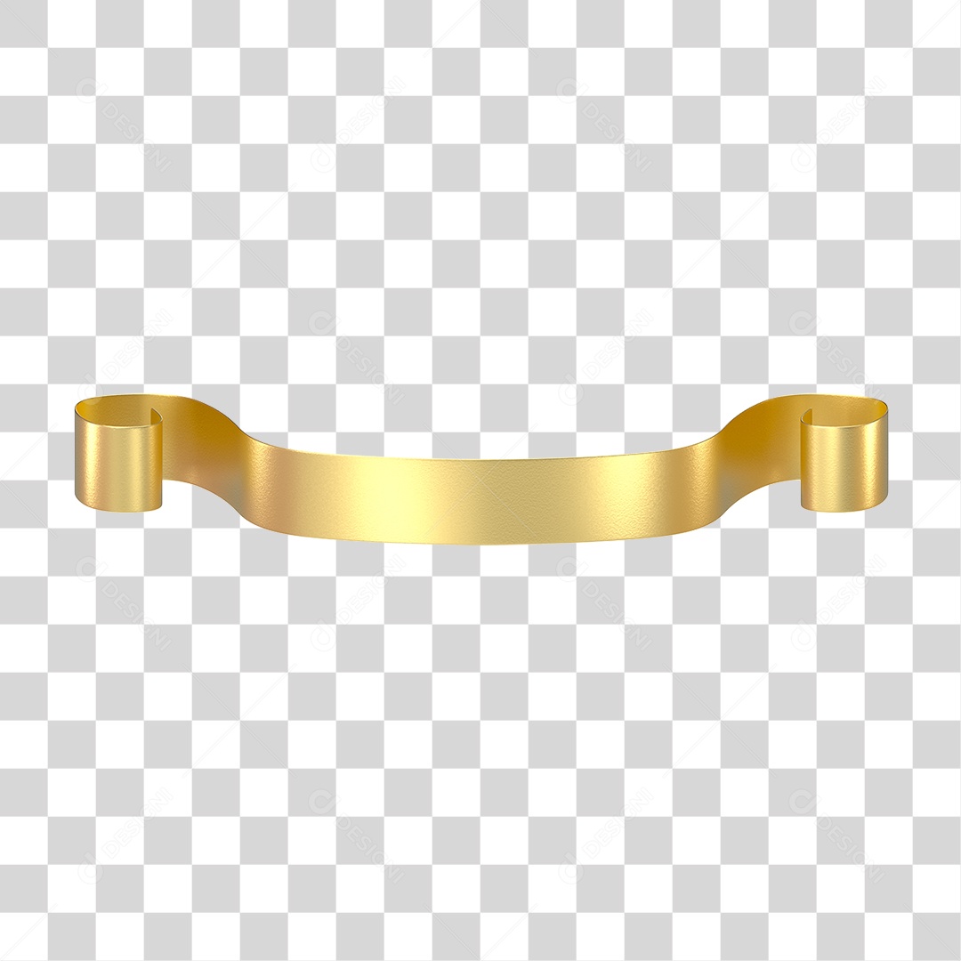 Elemento 3D Banner Fita Dourada PNG Transparente
