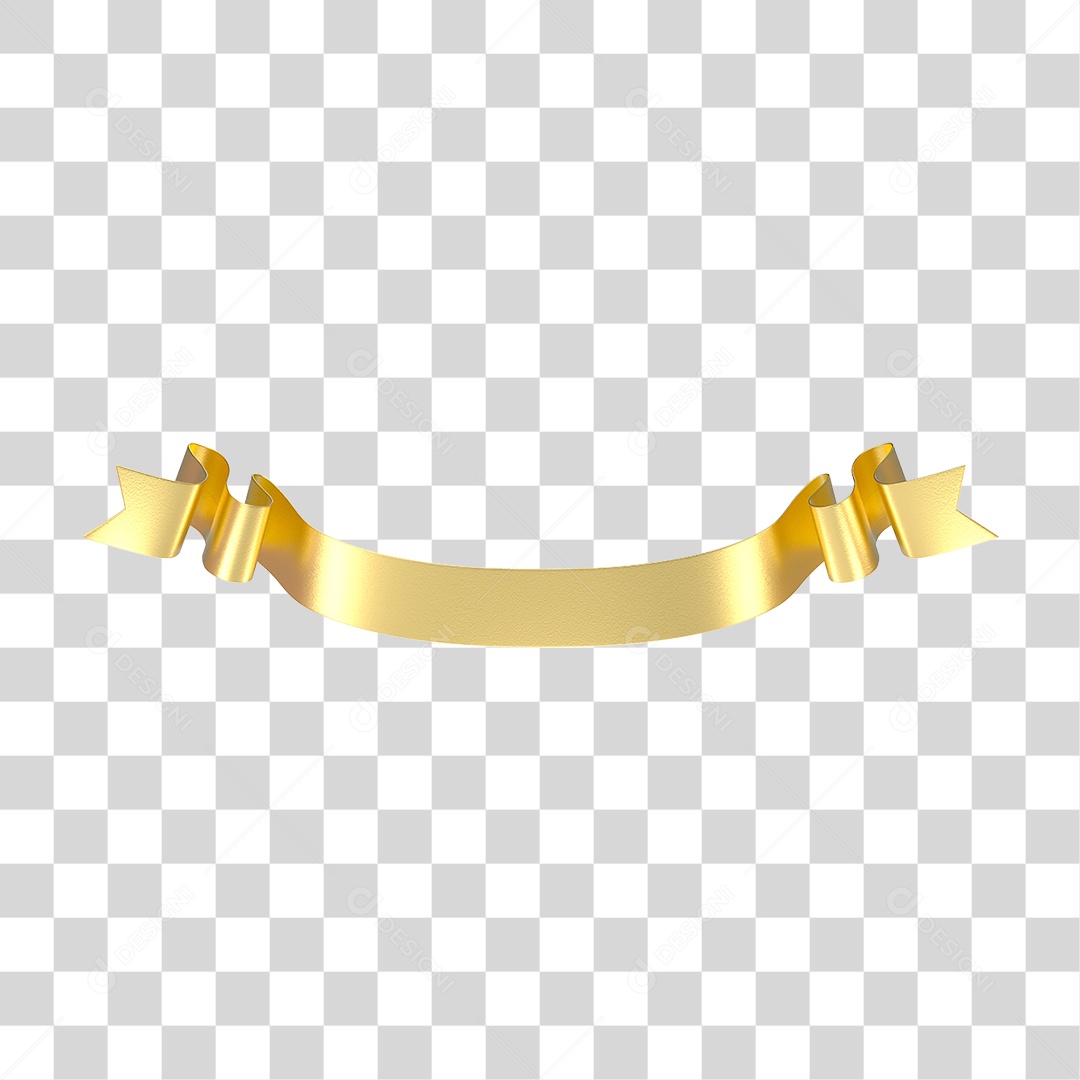 Elemento 3D Banner Fita Dourada PNG Transparente