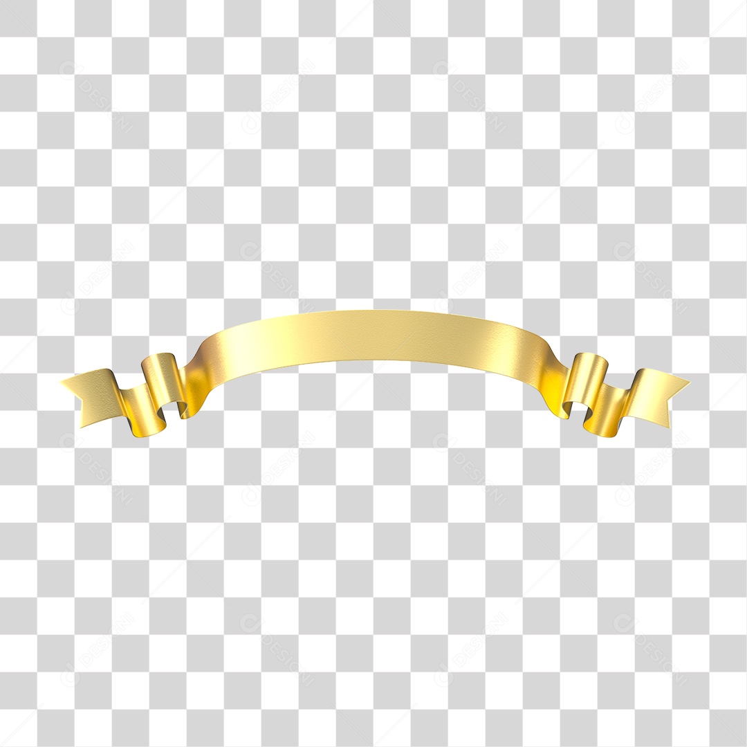 Elemento 3D Banner Fita Dourada PNG Transparente