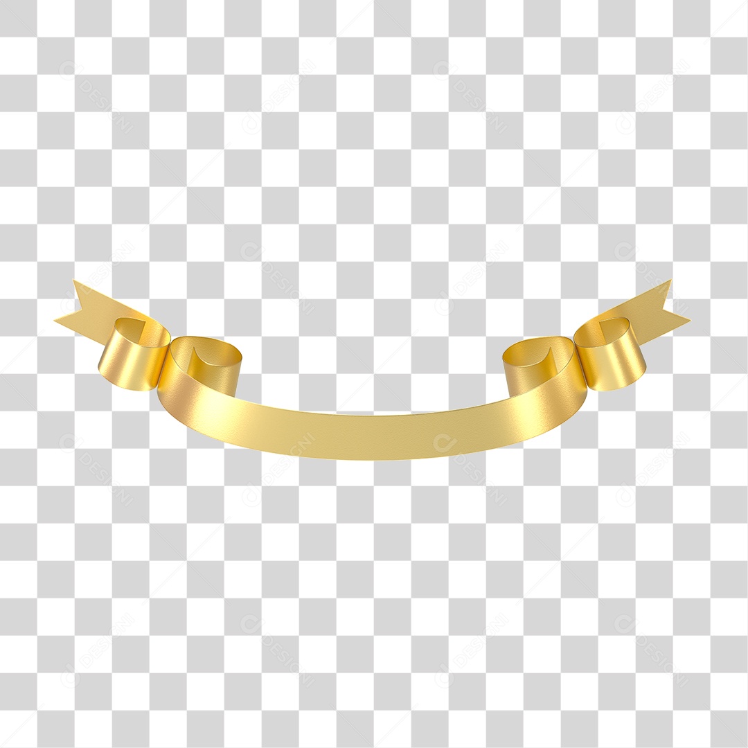 Elemento 3D Banner Fita Dourada PNG Transparente