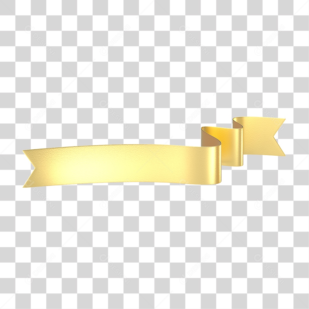 Elemento 3D Banner Fita Dourada PNG Transparente