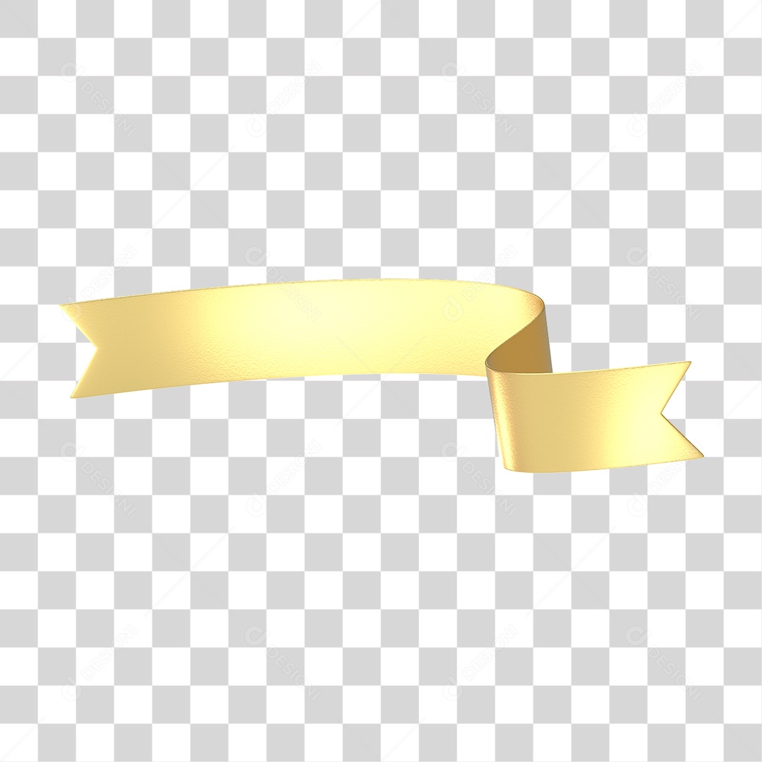 Elemento 3D Banner Fita Dourada PNG Transparente