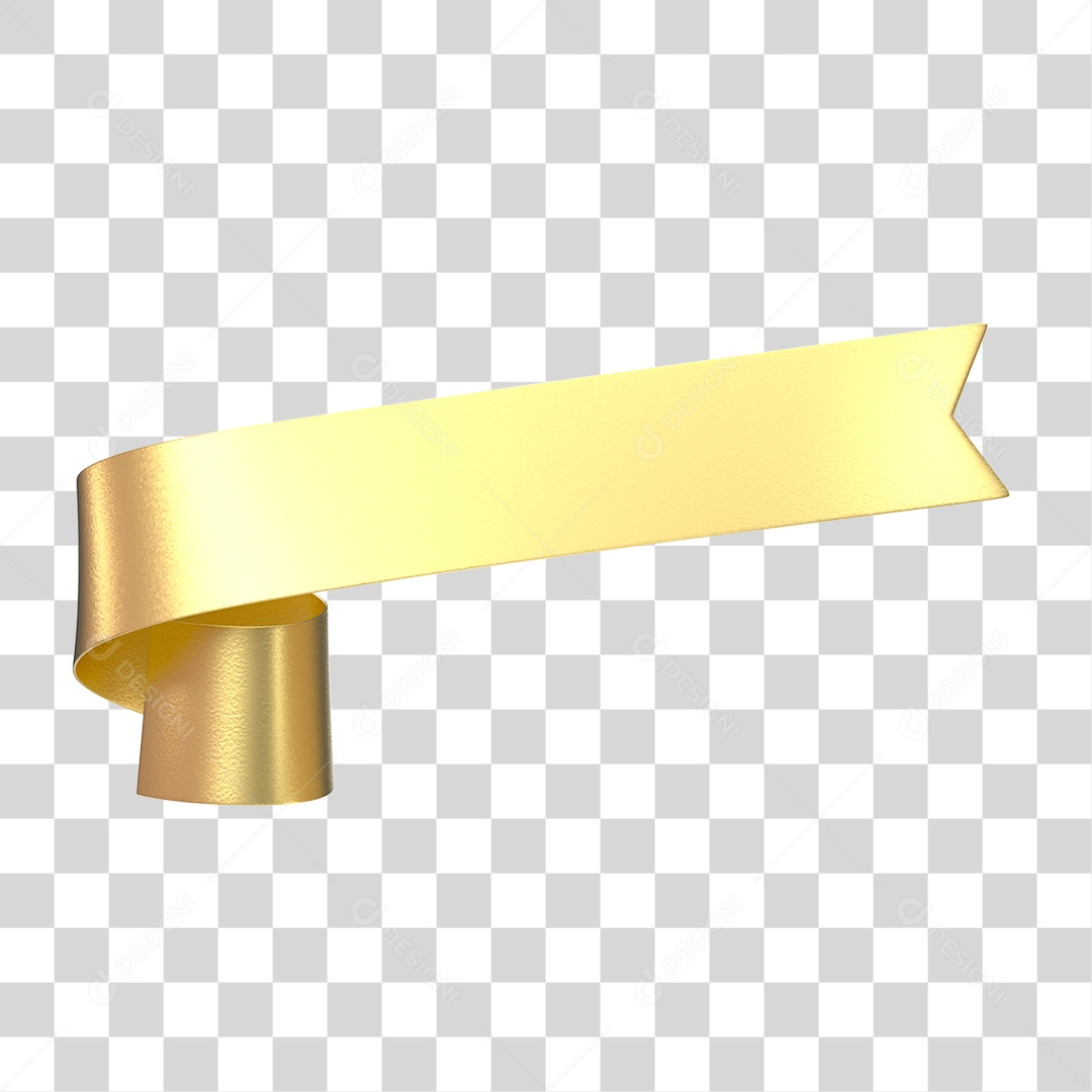 Elemento 3D Banner Fita Dourada PNG Transparente