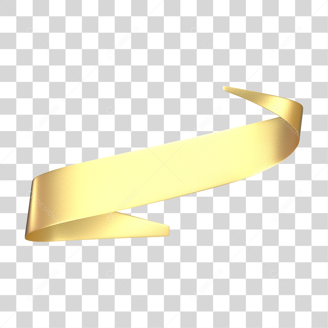 Elemento 3D Banner Fita Dourada PNG Transparente