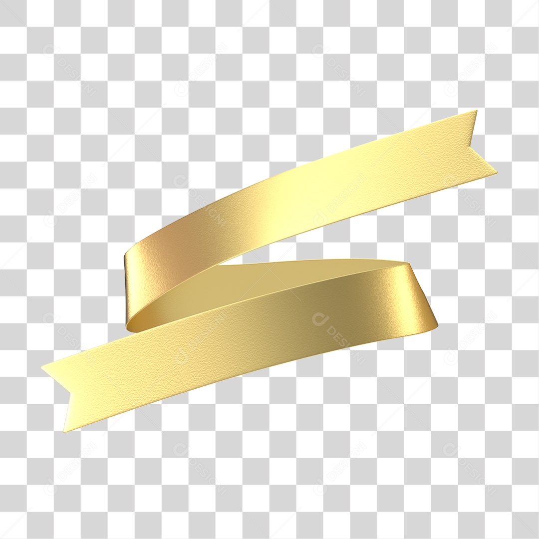 Elemento 3D Banner Fita Dourada PNG Transparente