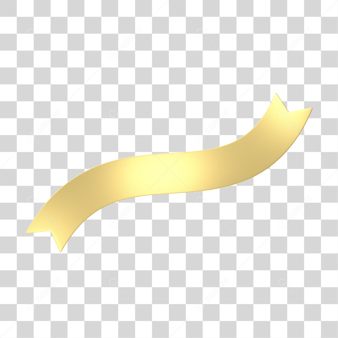 Elemento 3D Banner Fita Dourada PNG Transparente