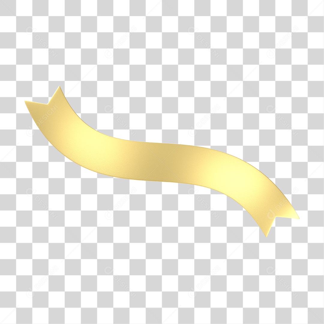 Elemento 3D Banner Fita Dourada PNG Transparente