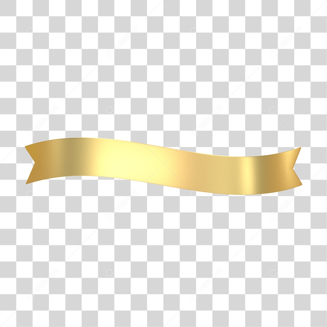 Elemento 3D Banner Fita Dourada PNG Transparente