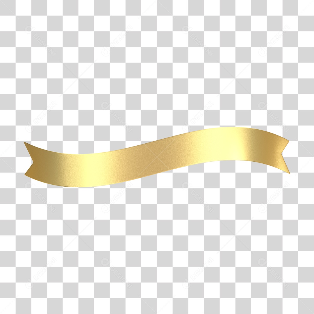 Elemento 3D Banner Fita Dourada PNG Transparente