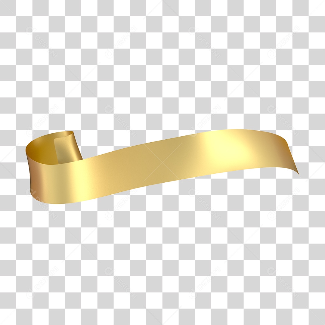 Elemento 3D Banner Fita Dourada PNG Transparente