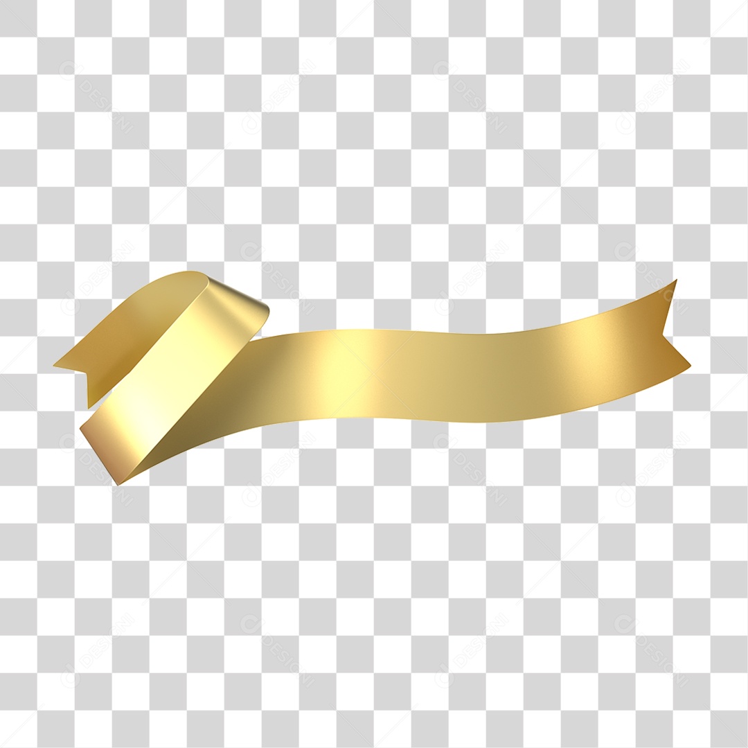 Elemento 3D Banner Fita Dourada PNG Transparente
