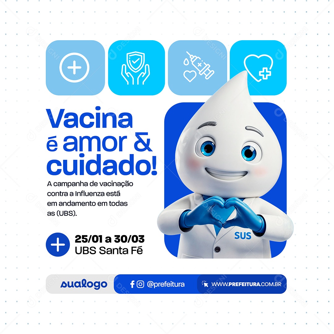Campanha de Vacinação Social Media PSD Editável