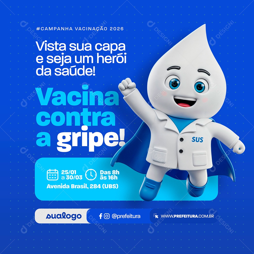 Campanha de Vacinação Social Media PSD Editável