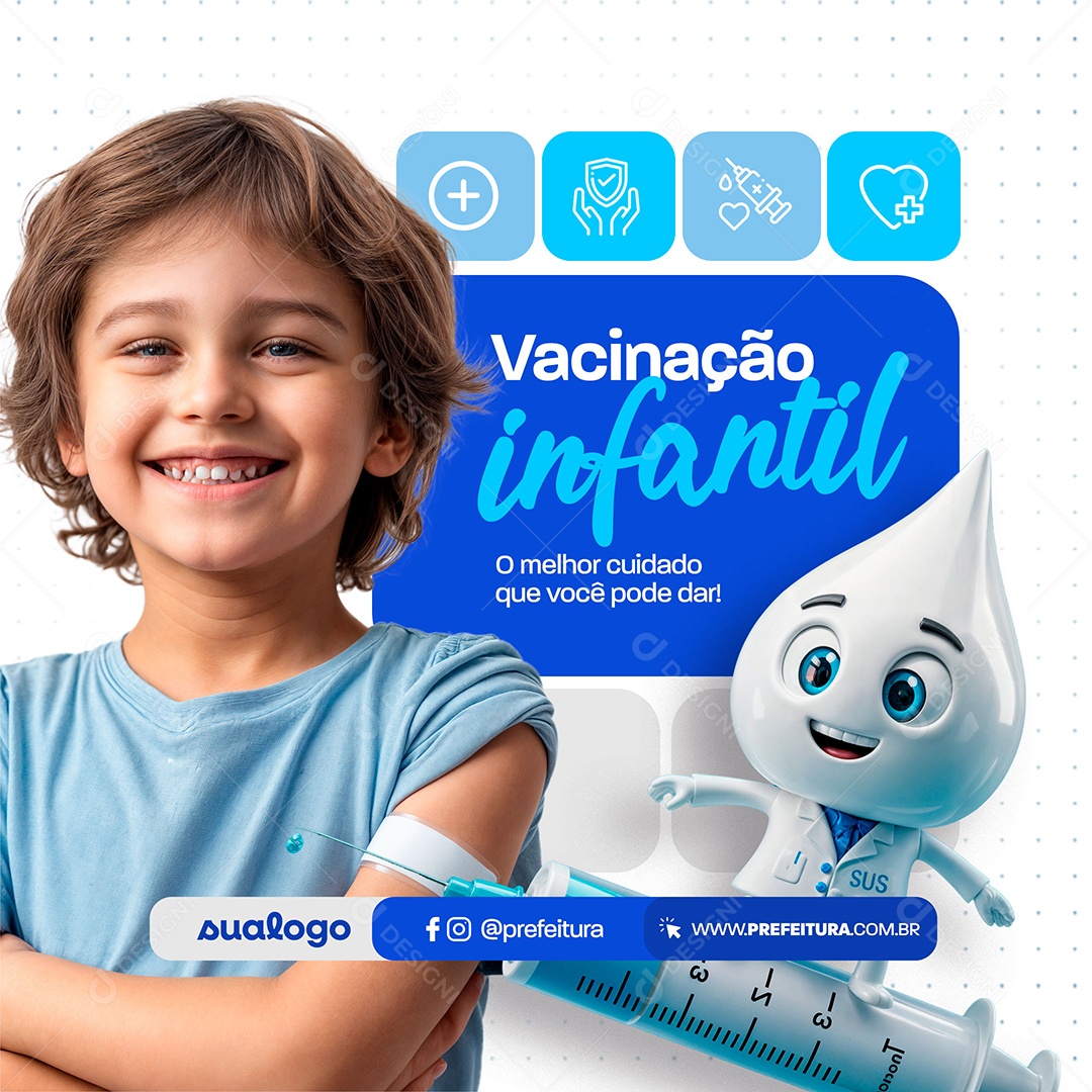 Campanha de Vacinação Social Media PSD Editável