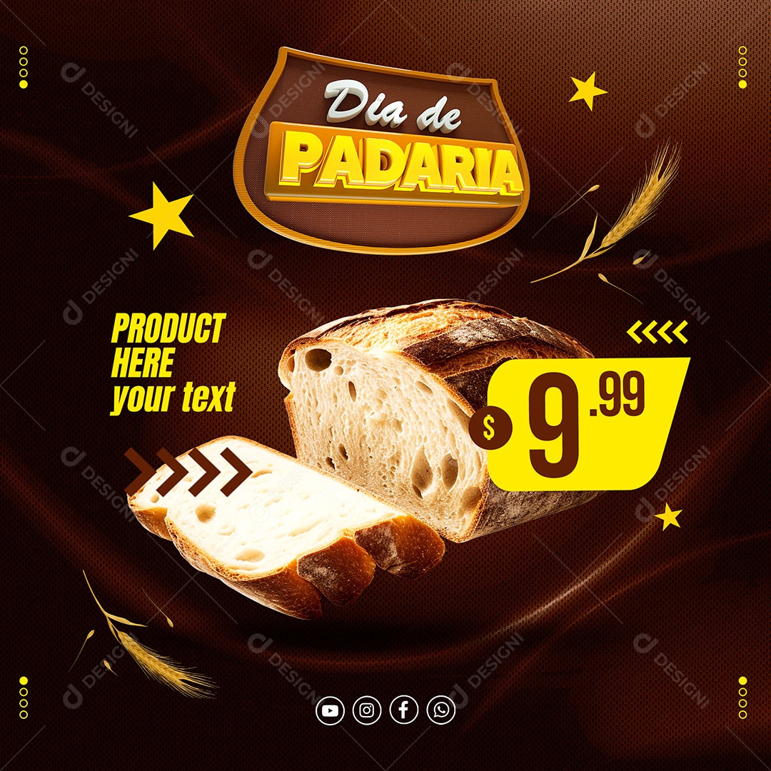 Dia Da Padaria Descontos Social Media PSD Editáel