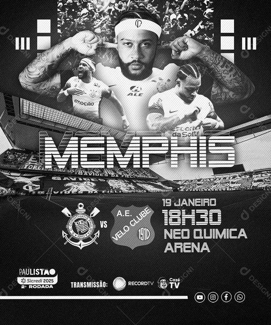 Futebol Memphis Social Media PSD Editável