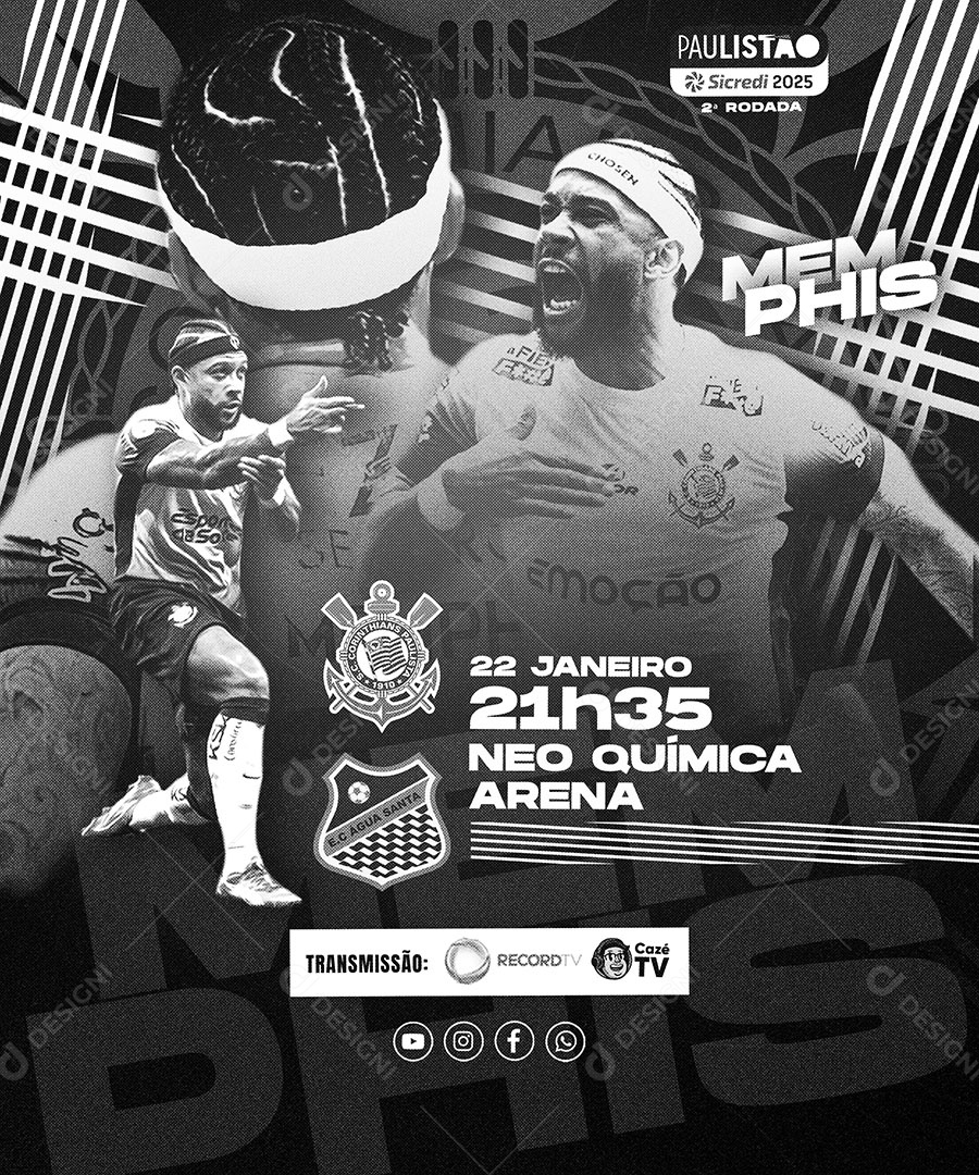 Futebol Memphis Social Media PSD Editável