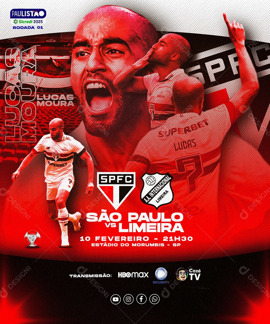 Futebol São Paulo X Limeira Social Media PSD Editável