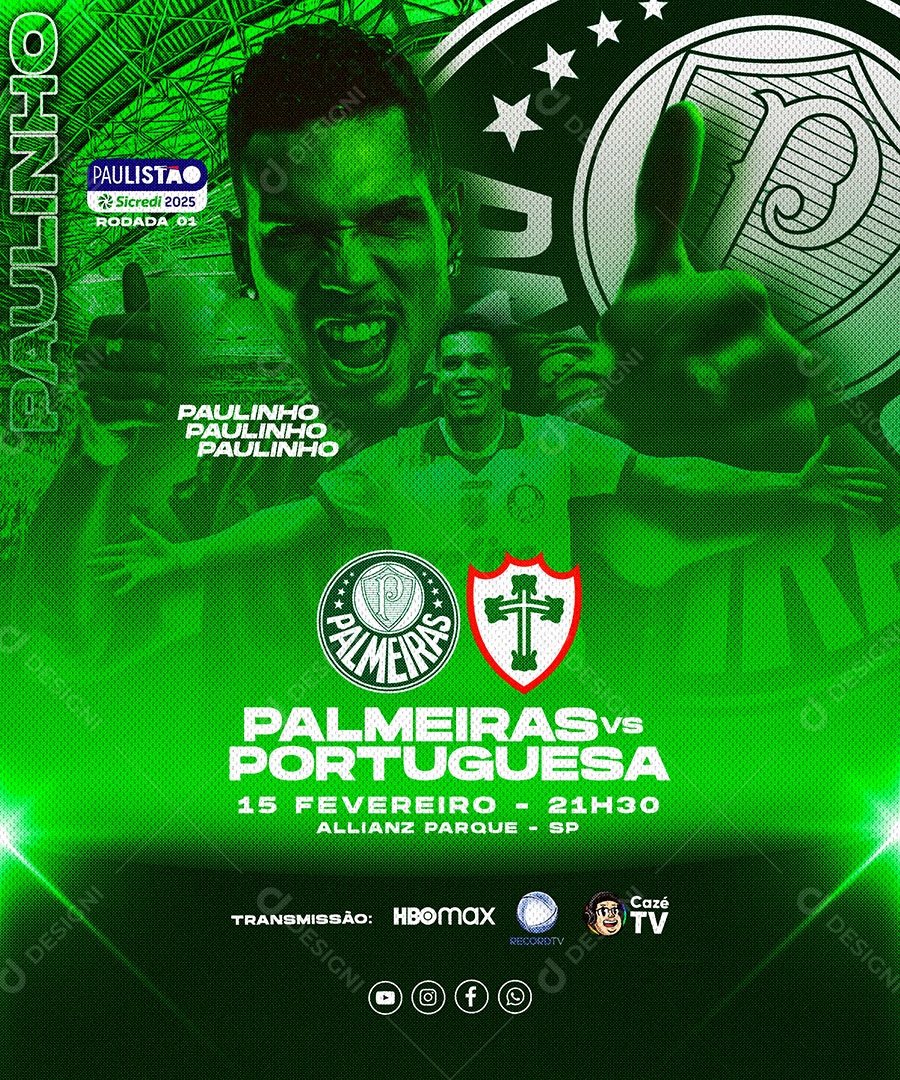 Futebol Palmeiras VS Portuguesa Social Media PSD Editável