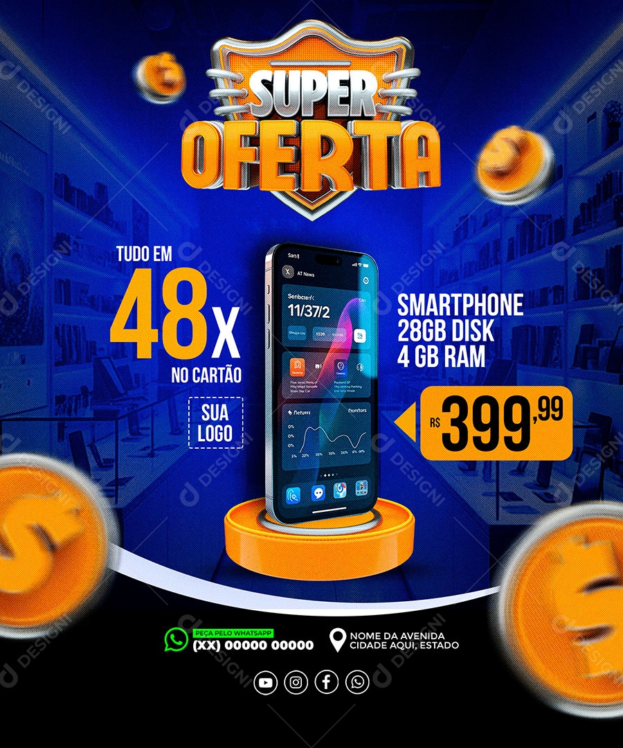 Super Oferta Smartphone Social Media PSD Editável