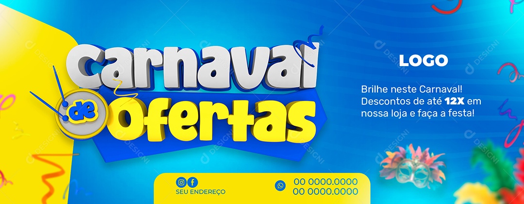 Banner Carnaval de Ofertas PSD Editável