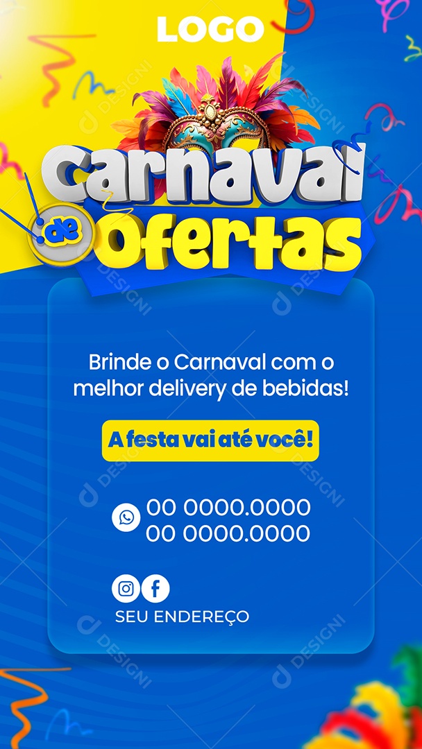 Story Carnaval de Ofertas A Festa Vai Até Você Social Media PSD Editável