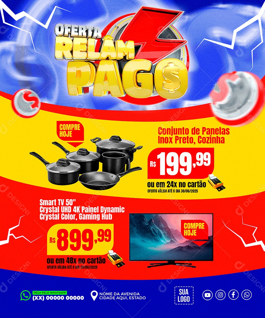 Oferta Relâmpago Eletrodomésticos Social Media PSD Editável