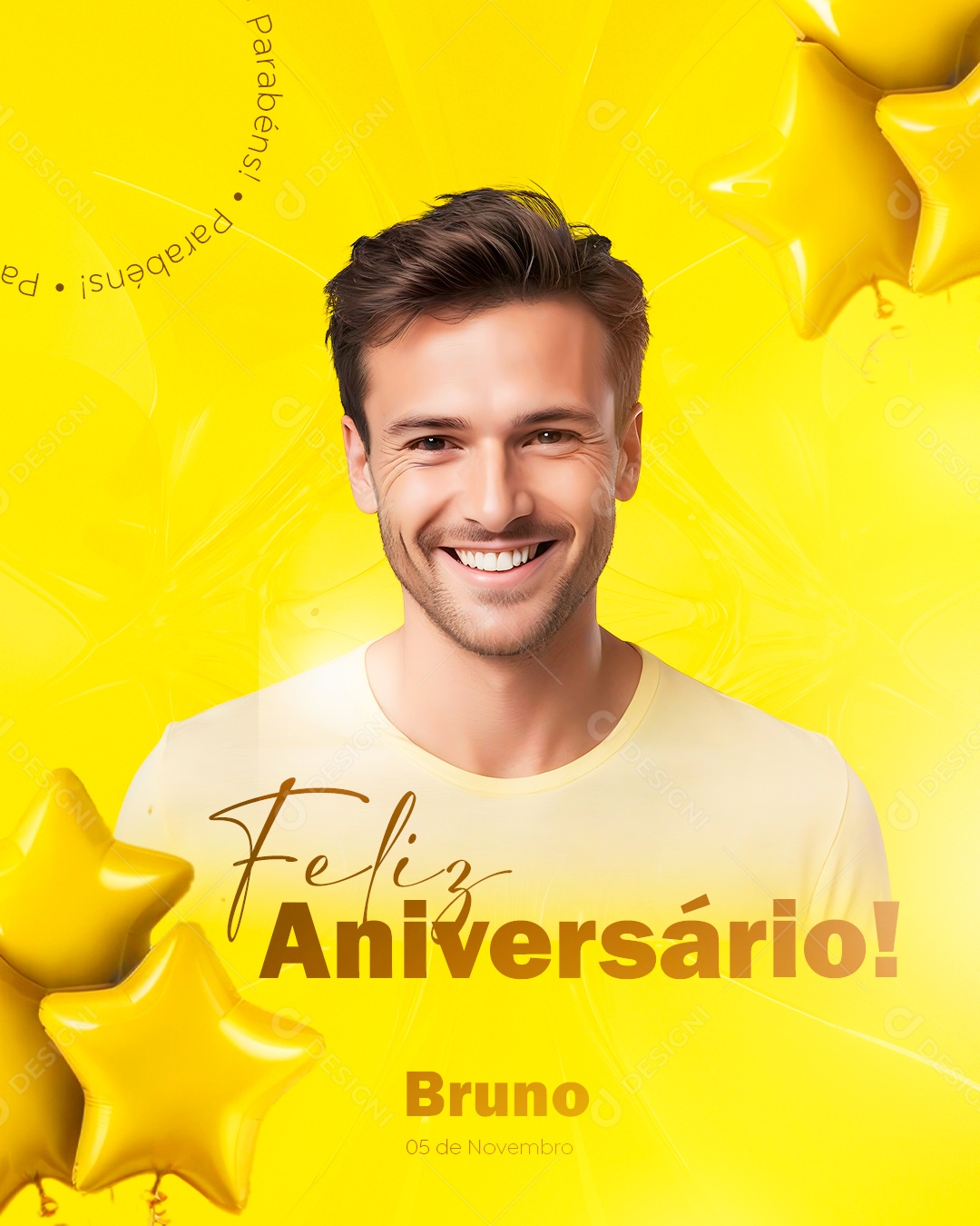 Parabéns Bruno Social Media PSD Editável