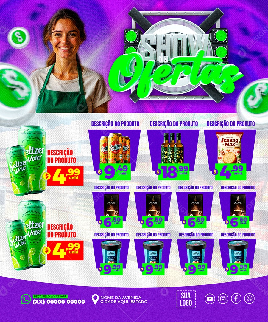 Show de Ofertas Supermercado Social Media PSD Editável
