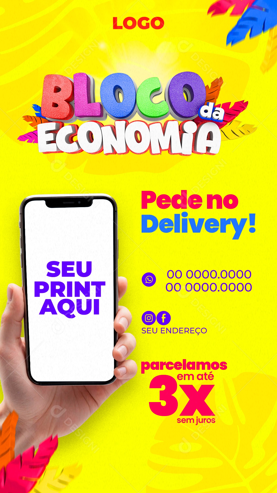Story Bloco da Economia Pede no Delivery Social Media PSD Editável