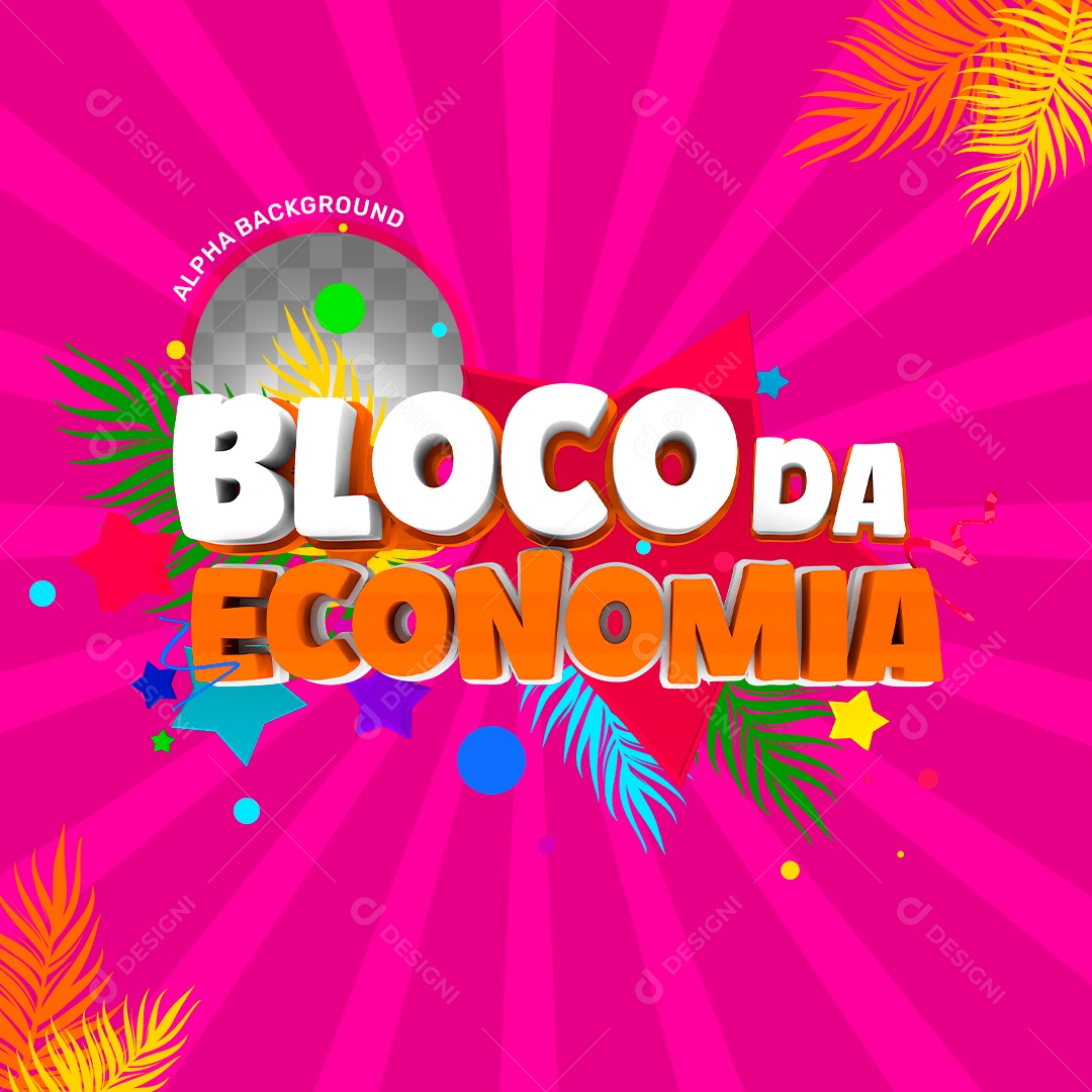 Bloco da Economia Selo 3D Para Composição PSD