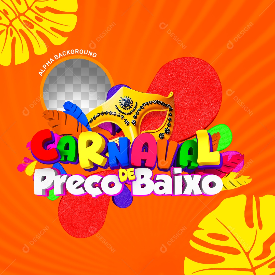 Carnaval de Preço Baixo Selo 3D Para Composição PSD