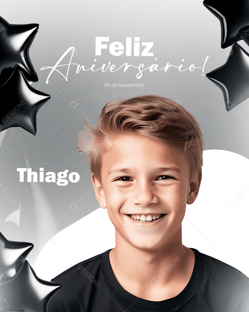 Feliz Aniversário Thiago Social Media PSD Editável