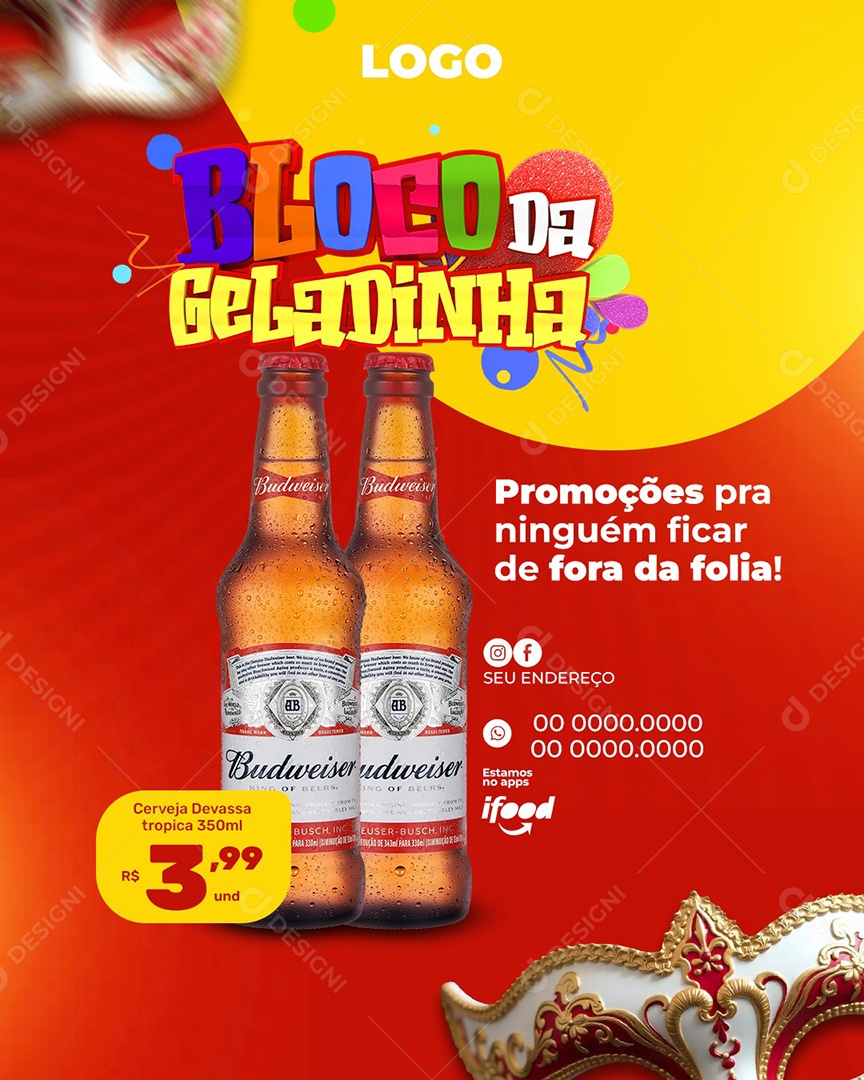 Bloco da Geladinha Social Media PSD Editável