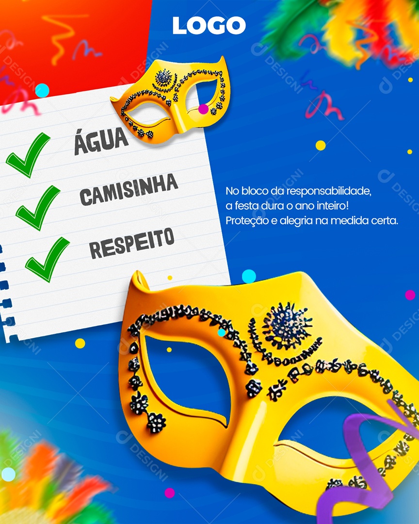Carnaval No Bloco da Responsabilidade Social Media PSD Editável