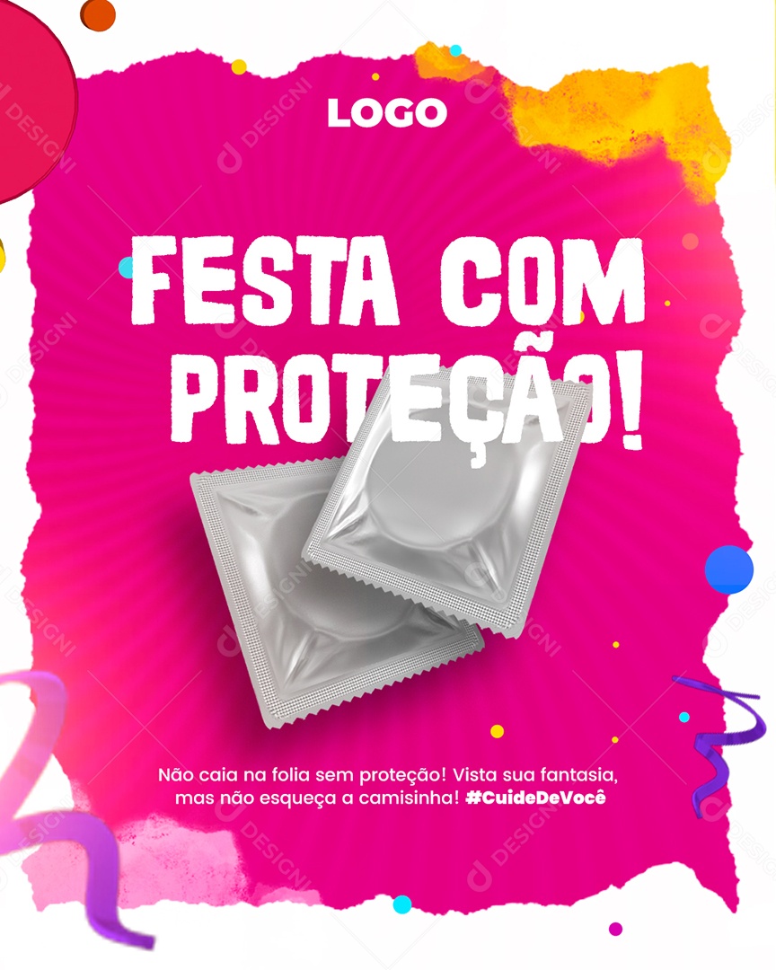 Carnaval Festa Com Proteção Social Media PSD Editável