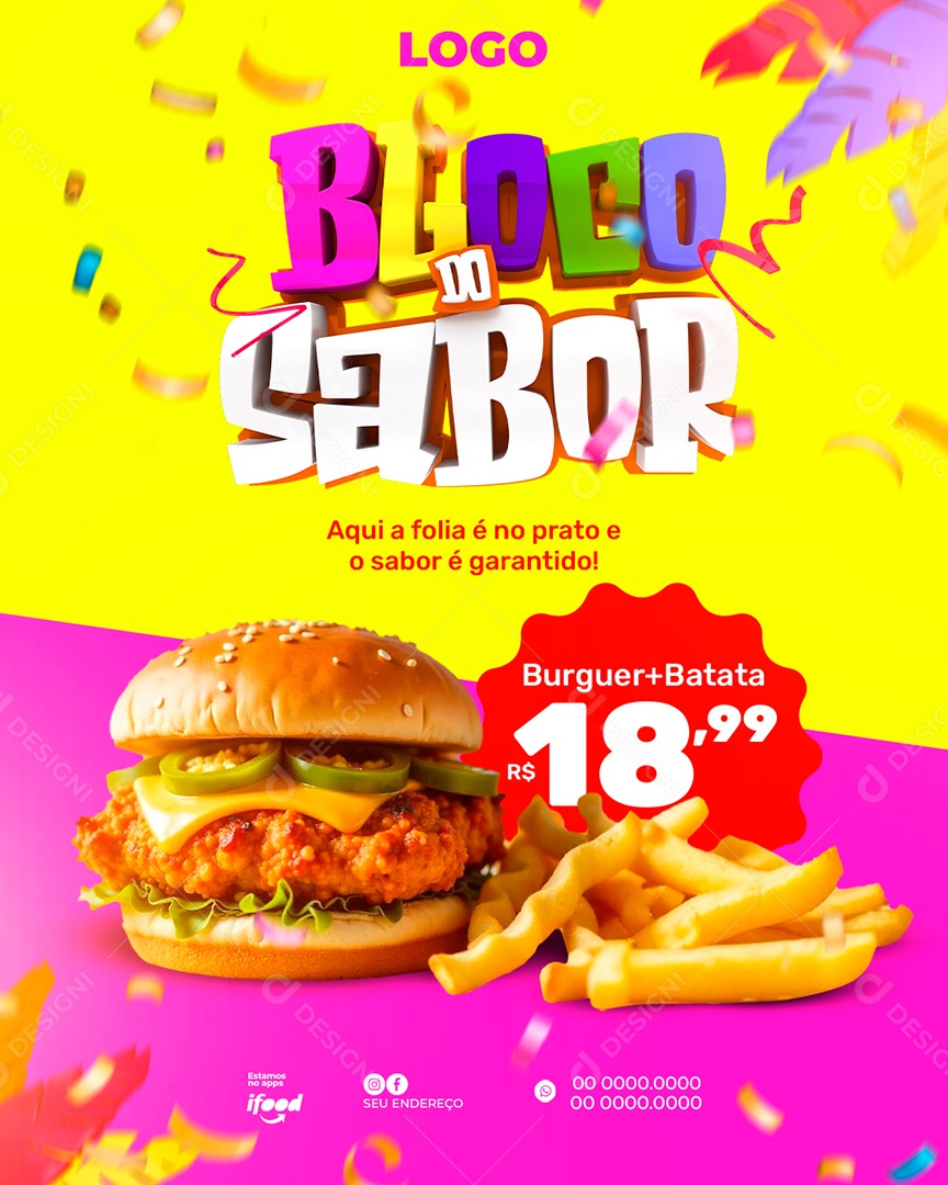 Bloco do Sabor Social Media PSD Editável