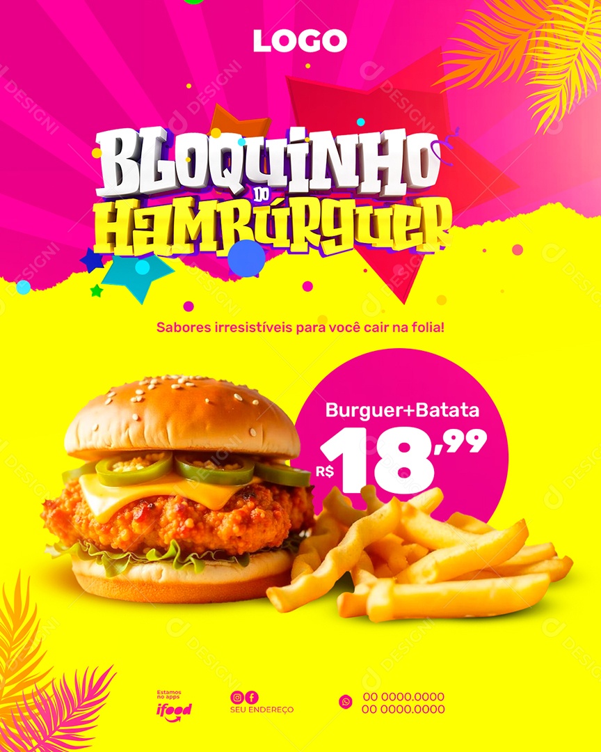 Bloquinho do Hambúrguer Social Media PSD Editável