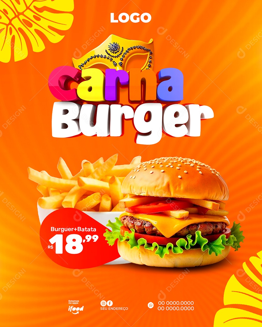 Carna Burger Social Media PSD Editável