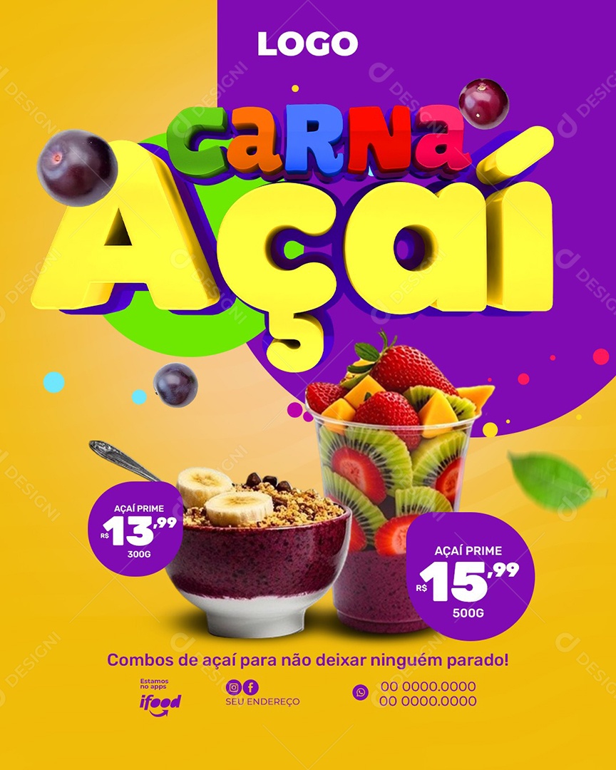 Carna Açai Social Media PSD Editável