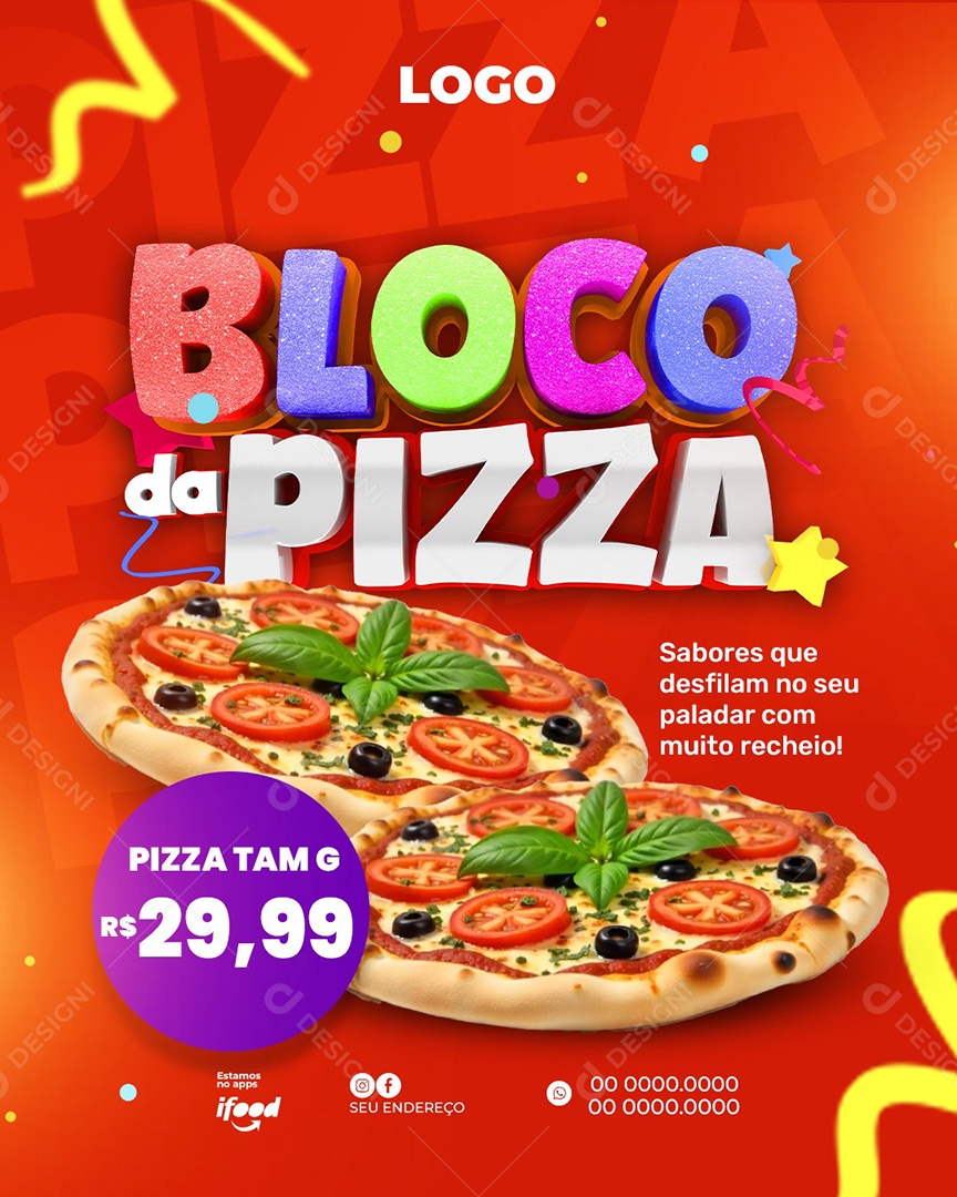 Bloco da Pizza  Social Media PSD Editável