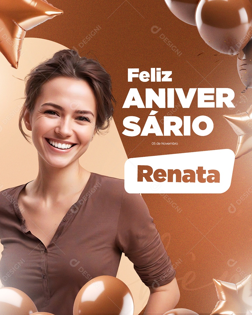 Feliz Aniversário Renata Social Media PSD Editável