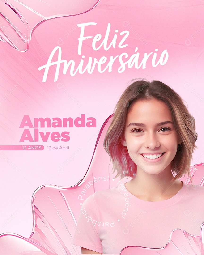 Feliz Aniversário  Amanda Alves Social Media PSD Editável